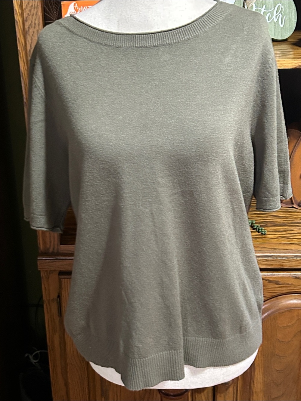 Milano Olive Short Sleeve Knit Top